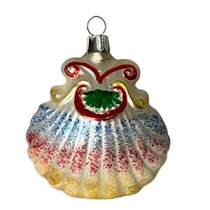 Festive German Seashell blown glass‎ Ornament.